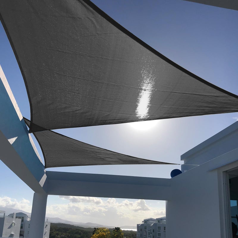 SUNNY GUARD Sun Shade Sail Sail 10'x10'x14' المثلث الأيمن الجرافيت الرمادي كتلة الأشعة فوق البنفسجية للفناء الخلفي على سطح السفينة والأنشطة الخارجية والمرافق (نحن نصنع حجمًا مخصصًا) - Image 1